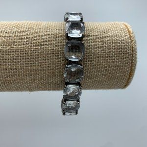 J. Crew Crystal Bracelet - Clear Stone with Gunmetal Prongs